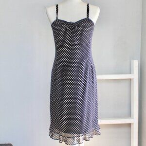 Alain Manoukian VTG 90s Black White Polka Dot Ruffle Sleeveless Dress Size Small